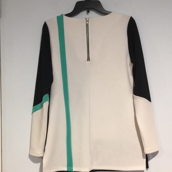 Worthington color block tunic Sz Medium teal white and black - Picture 5 of 7